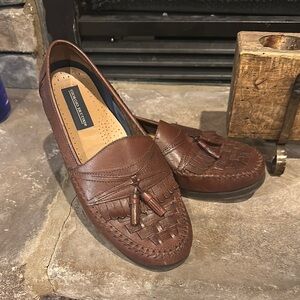 Giorgio Brutini Brown Leather Slip-On Loafers with Tassels